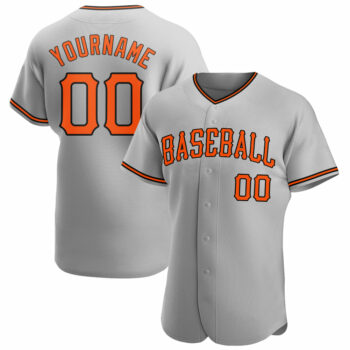 Custom Gray Orange-Black Authentic Baseball Jersey